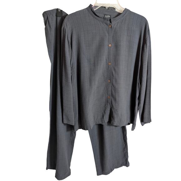 Eileen Fisher Linen Viscose Blend Pant Set Women's Med/LG (Read) Gray Crepe - Picture 1 of 9